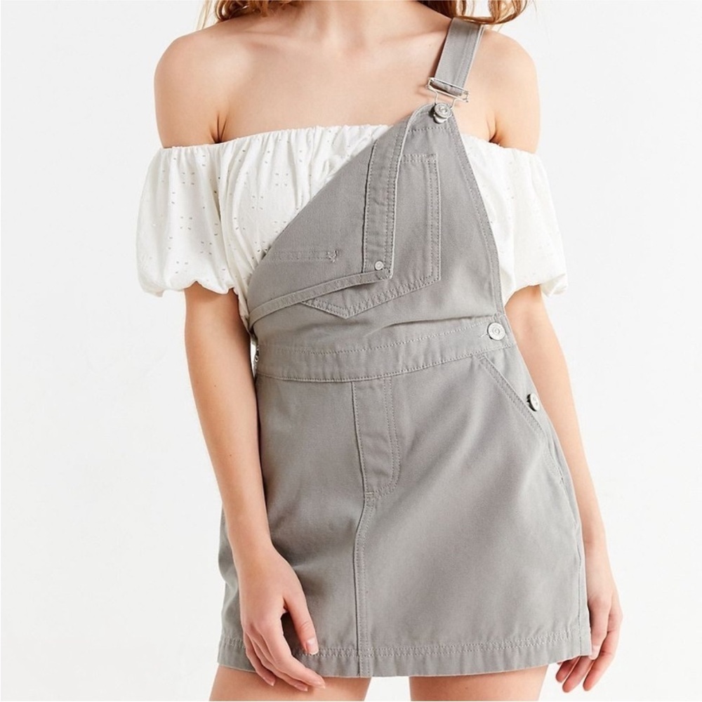 NWT Urban Outfitters BDG Pinne Canvas Gray Skirtall Overall Dress Sz M